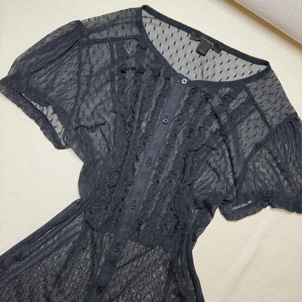 Black lace vintage express mesh top